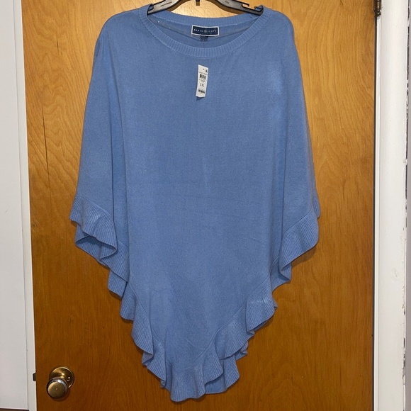 NWT Karen Scott Light Blue Luxsoft Poncho - Picture 1 of 3